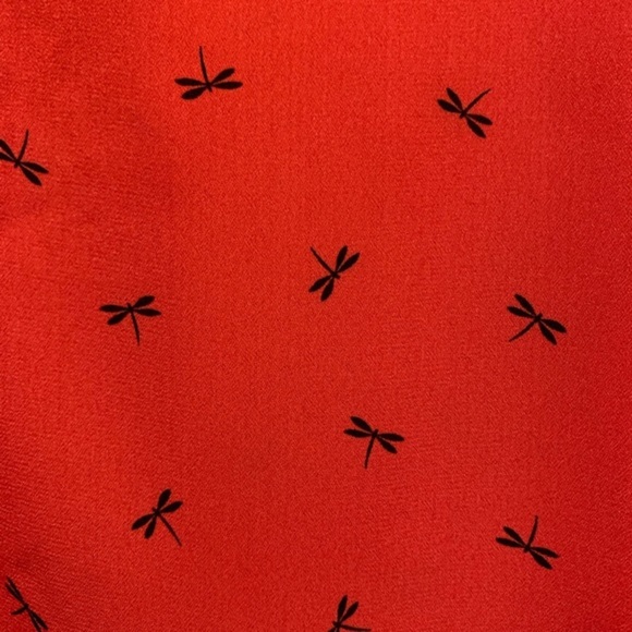 S.R. By Sweet Rain Dragon Fly Red Blouse Size M - Picture 3 of 7